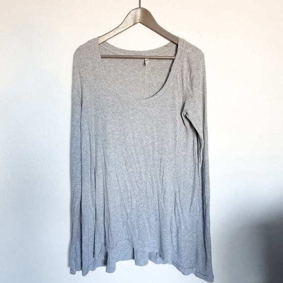 Free People Tops - Free People Scoop Swing Tunic Ribbed Grey Long Sleeve Stretch Jersey